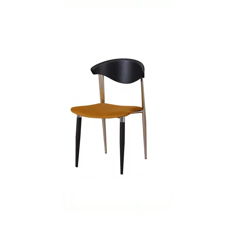Contemporary Scandinavian Square Curved Arc Velvet Metal Plywood Dining Chair Backrest Armless For Dining Room