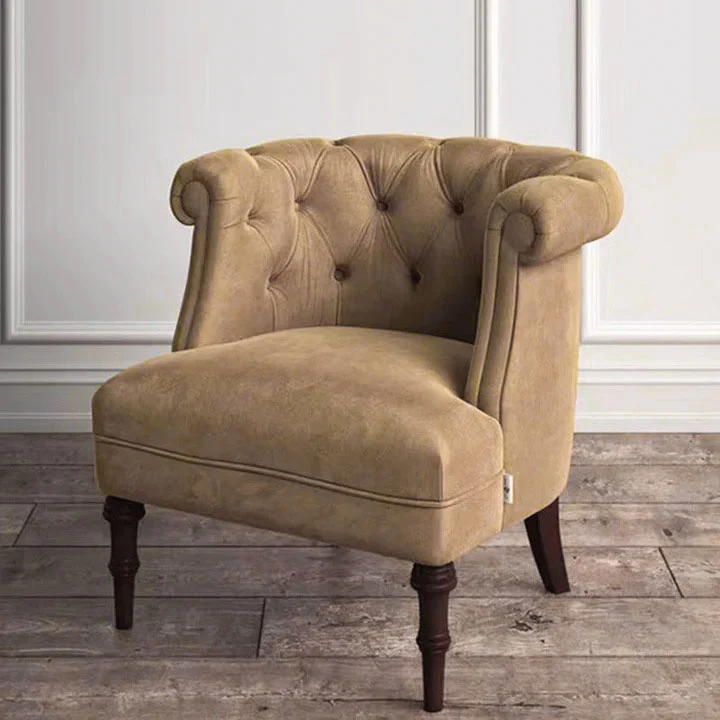 Traditional French Curved Velvet Pine Wood Plywood Accent Chair Backrest Armrest Footless For Living Room