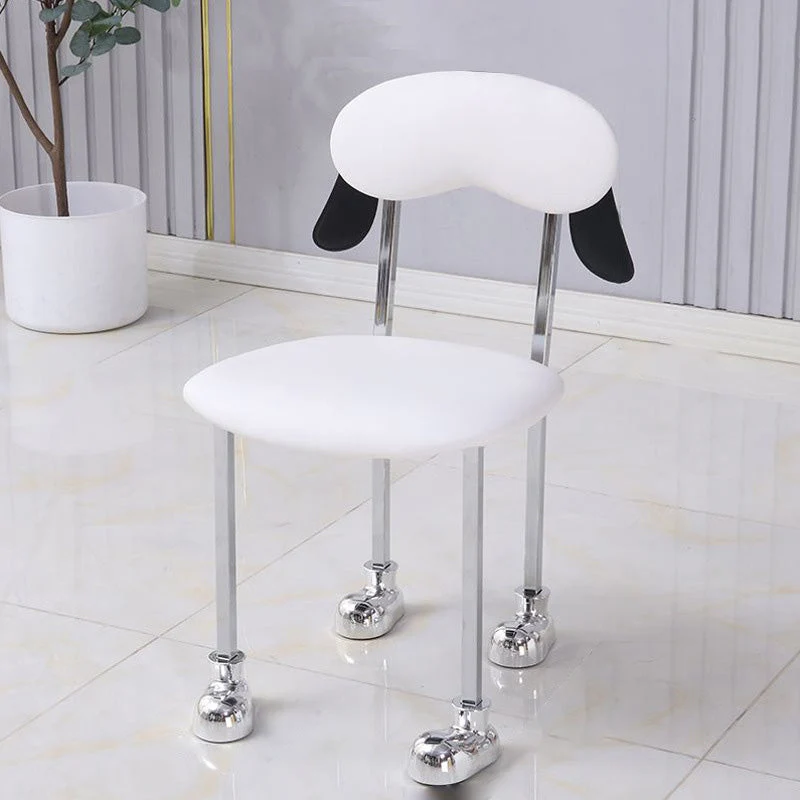 Contemporary Creative Puppy Shape Velvet Upholstered Stainless Steel Frame Chair Back Armless For Living Room