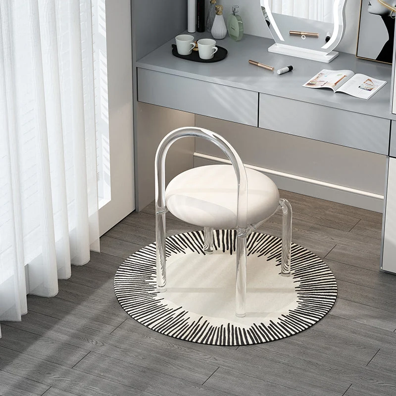 Modern Minimalist Round Velvet Acrylic Vanity Stool Backrest For Bedroom