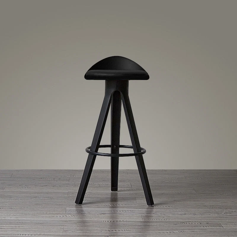 Modern Minimalist Round PP Iron Beech Wood PU Leather Bar Stool Three Legs High For Dining Room