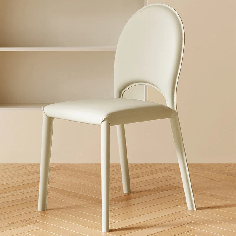 Modern Minimalist Square Oval Back Saddle-Style Faux Leather Carbon Steel Dining Chair For Dining Room