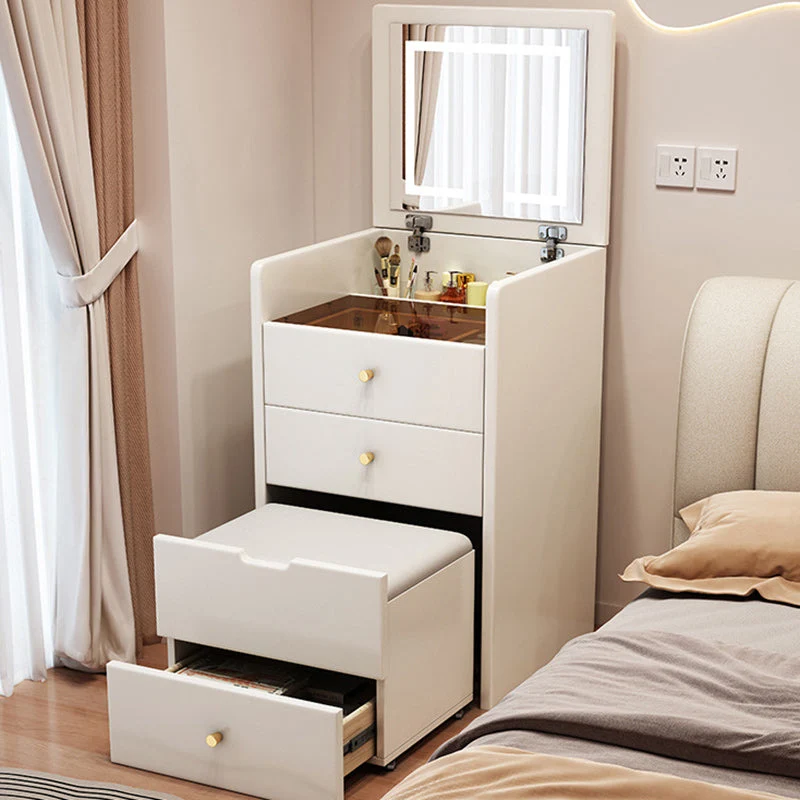 Modern Simplicity Rectangular Medium Density Fiberboard Artificial Leather Makeup Vanity 2 - Drawer For Bedroom