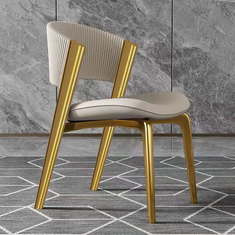 Modern Luxury Square Faux Leather Carbon Steel Foam Dining Chair Four Legs Backrest For Dining Room