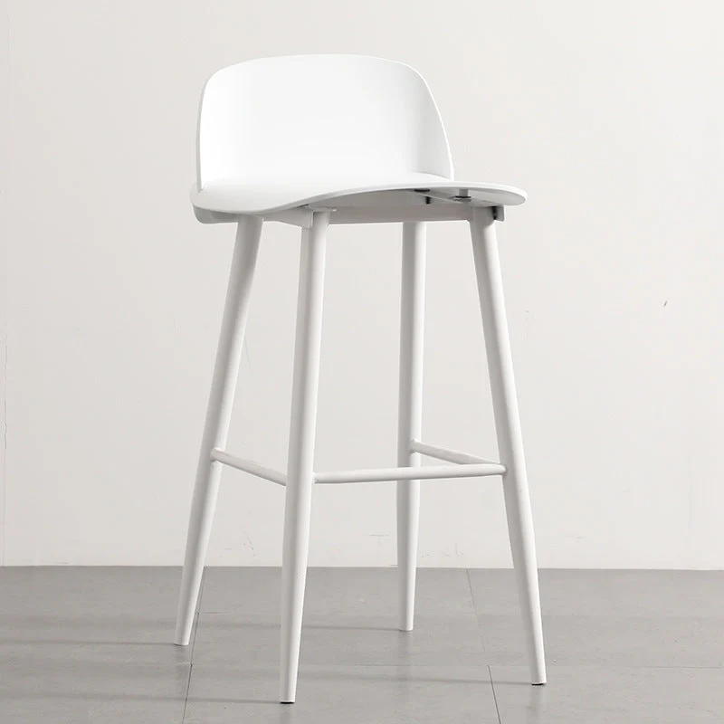 Modern Minimalist Rectangular PC Iron Stand Bar Stool Backrest For Dining Room