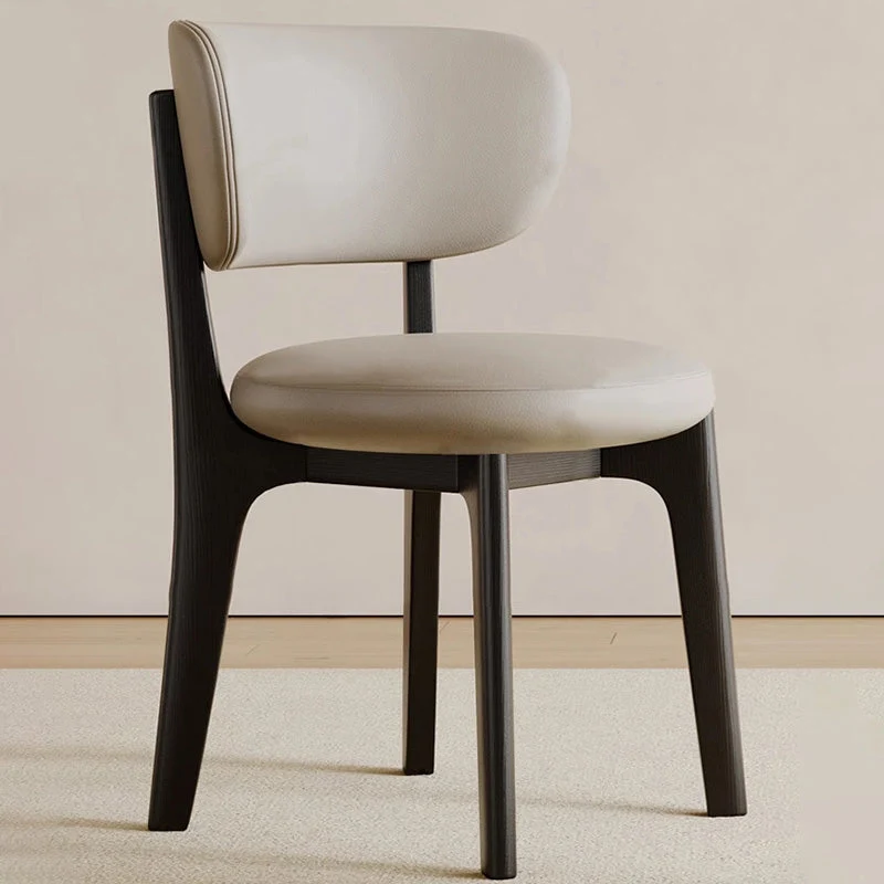 Contemporary Simplicity Round Soft Sherpa Fabric Wooden Frame Backrest Dining Chair For Dining Room