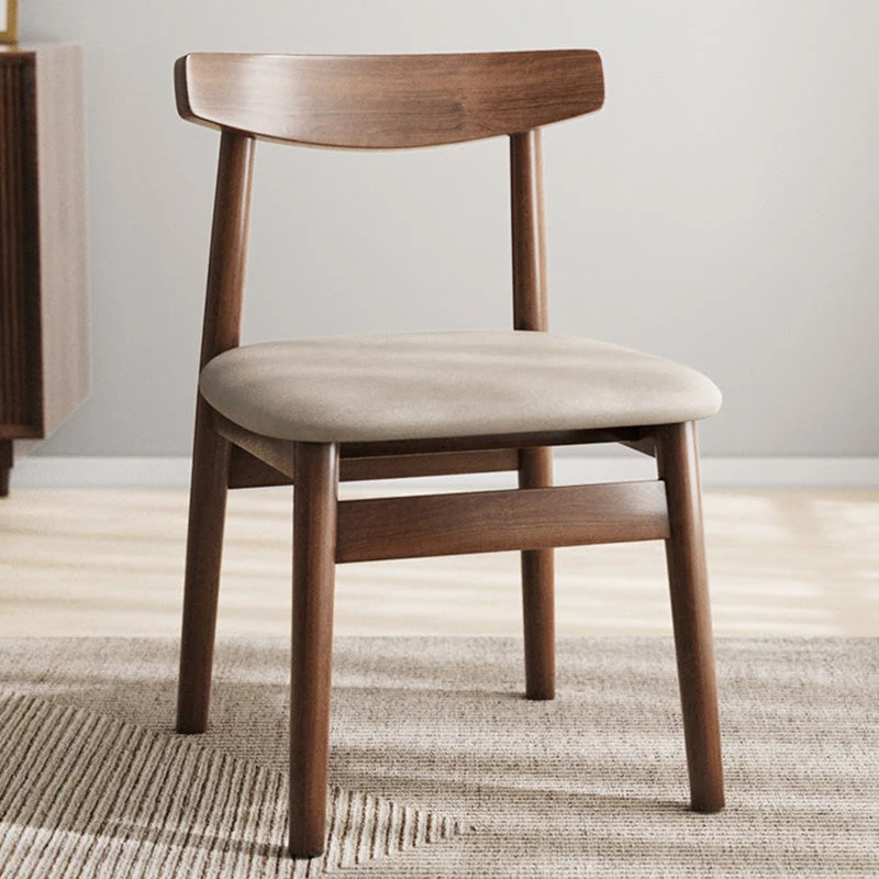 Contemporary Retro Square Double Layer Faux Nappa Leather Upholstered Dining Chair Open Back Armless For Dining Room