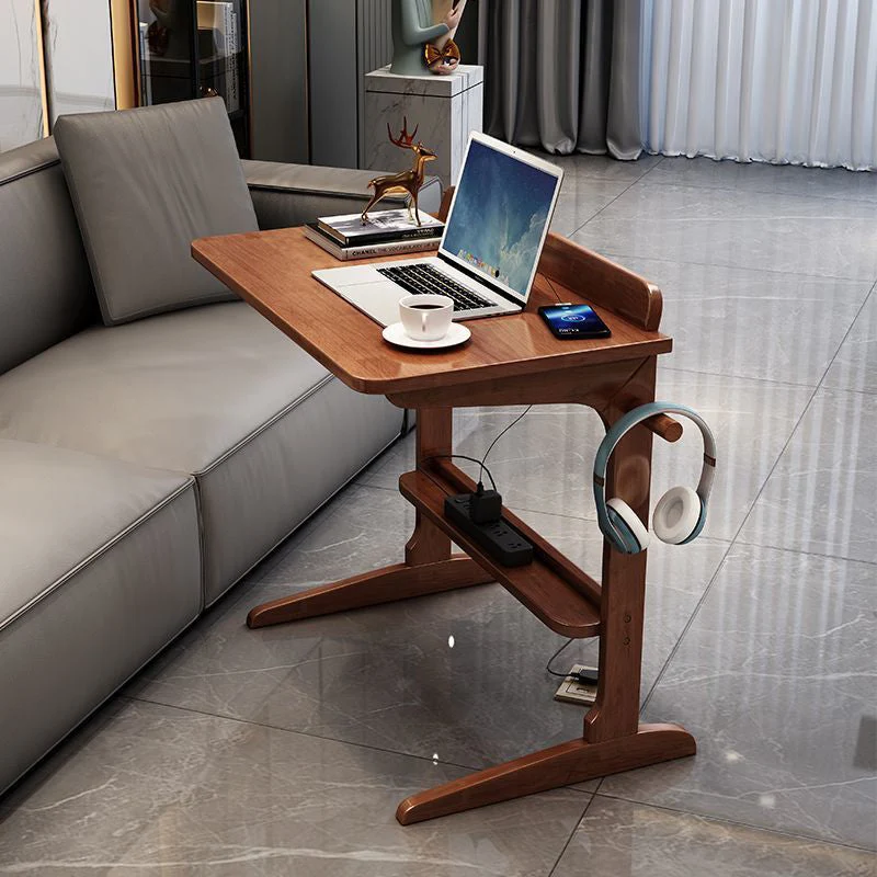 Modern Minimalist Rectangle Rubberwood Desk 2-Leg For Home Office