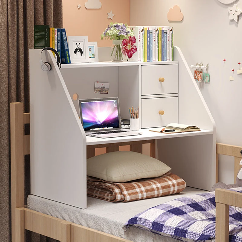 Modern Minimalist Rectangle MDF Desk 1-Shelf For Home Office