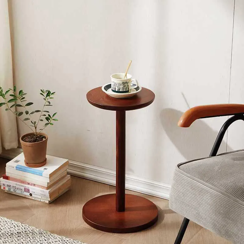 Modern Minimalist Round Beech Wood End Table For Living Room