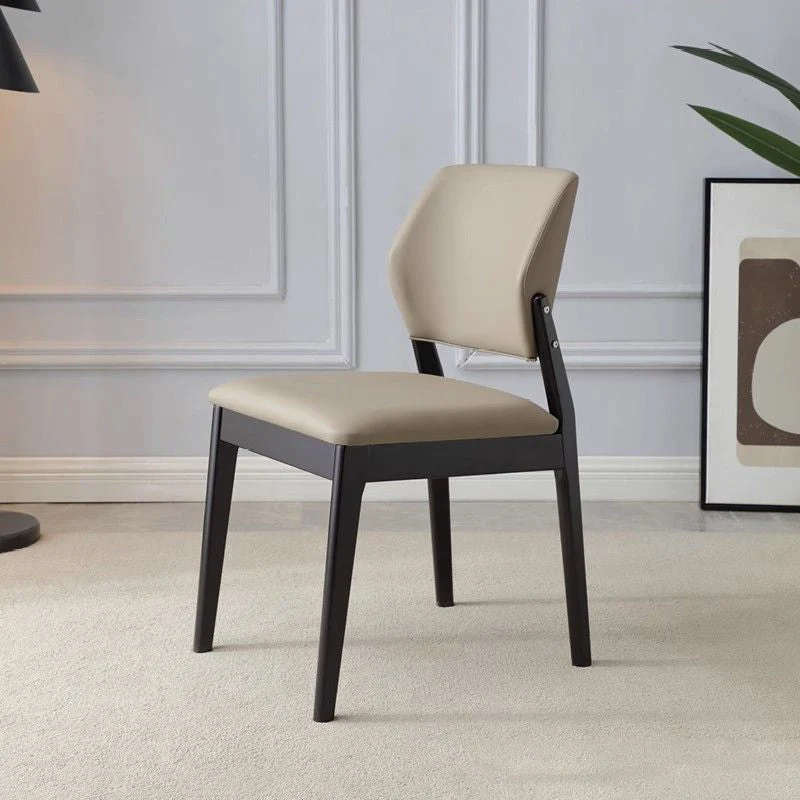 Contemporary Nordic Rectangular Rubberwood PU Leather Chair Backrest Armless For Living Room