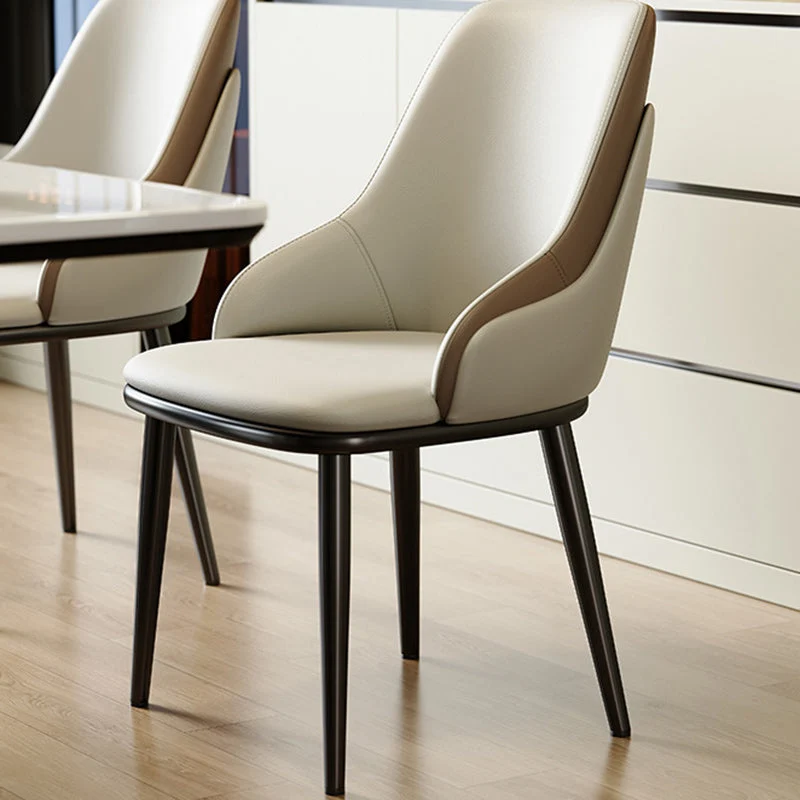 Contemporary Nordic Square Upholstered Microfiber Leather Carbon Steel Dining Chair Mezzanine Backrest For Dining Room