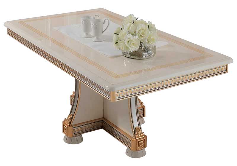 Table basse rectangulaire italienne blanc laqué et doré - Liberty