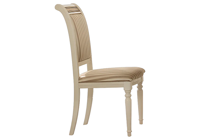 Chaise de table italienne tissu satiné et blanc laqué - Liberty