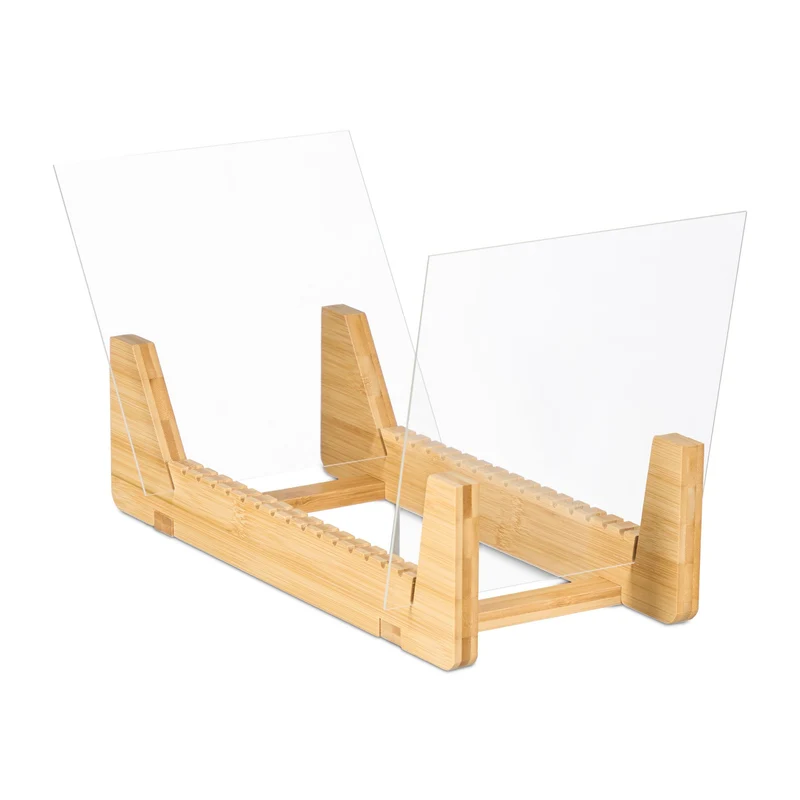 Support de rangement pour disques vinyle élégant max 50 disques 20 x 20 x 15 cm en bambou naturel 13_0017079
