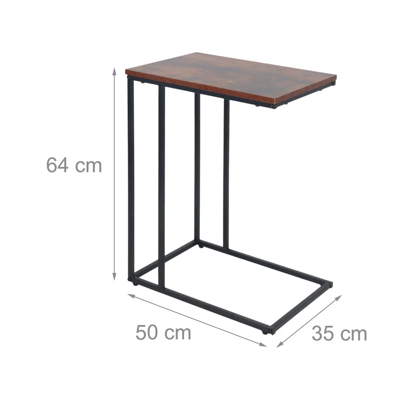 Table d'appoint forme en C rangement pratique salon chambre 60 x 40 x 40 cm en MDF marron 13_0017815