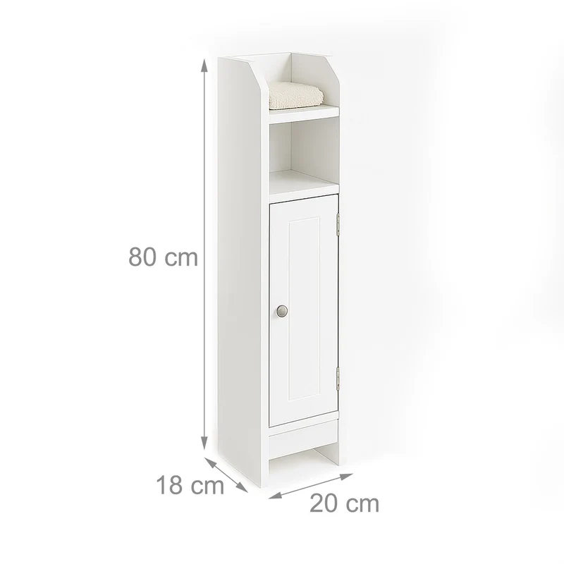 Armoire de salle de bains compacte décorative 70 x 30 x 25 cm 3 compartiments ajustables en bois blanc 13_0017519