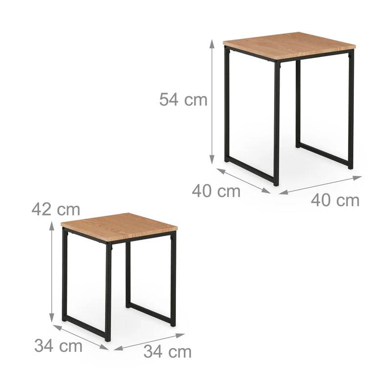 Lot de 2 tables d’appoint carrées pratiques salon chambre 54 x 40 x 40 cm en MDF noir 13_0015489