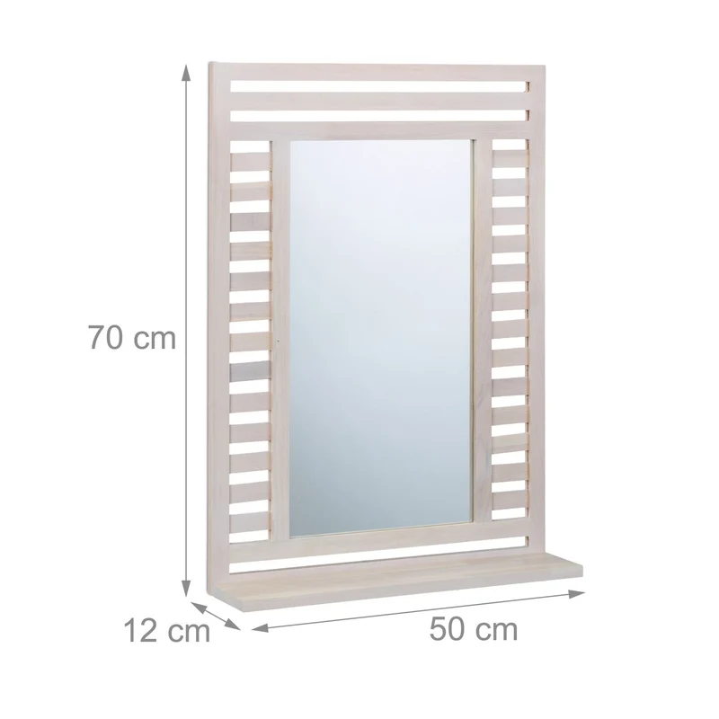 Miroir mural avec surface de rangement décoratif 80 x 60 cm en bois noyer 13_0016609