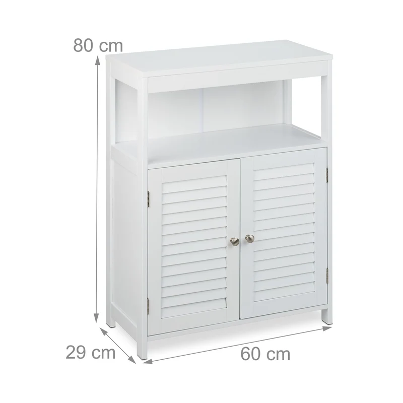 Meuble de salle de bain compact rangement cosmétiques 60 x 30 x 70 cm en bois blanc 13_0015841