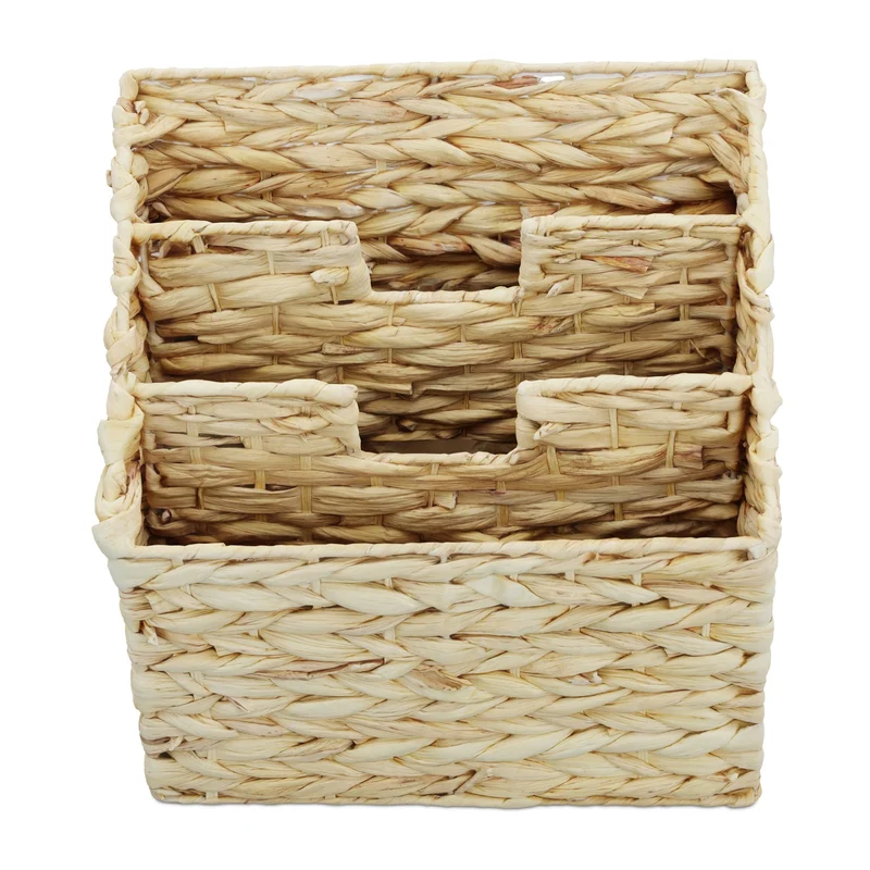 Porte-revues à 3 compartiments moderne rangement lectures design naturel 40 x 30 x 30 cm en eichhornia beige 13_0016573