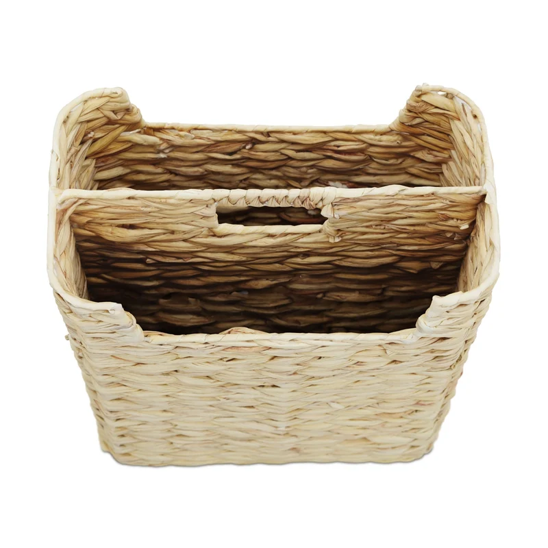 Porte-revues tressé design naturel 2 compartiments 40 x 30 x 25 cm en eichhornia beige 13_0016574