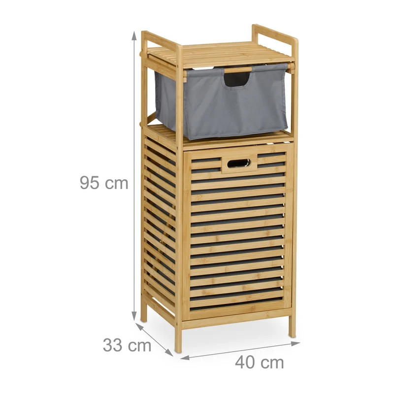 Meuble à linge pratique salle de bain finition mate 80 x 30 x 60 cm en bois gris 13_0016769