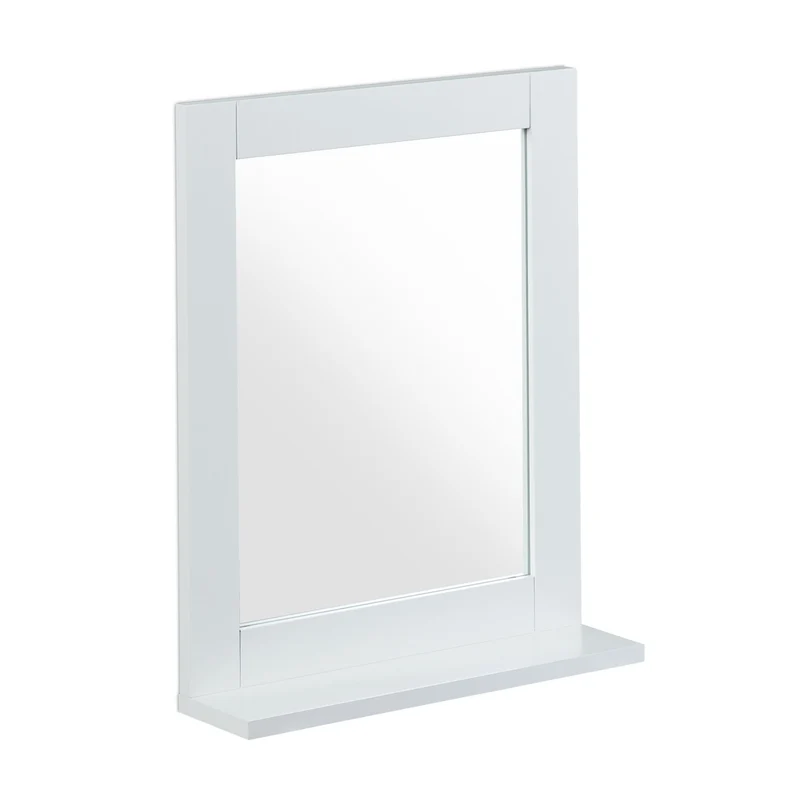 Miroir mural rangement pratique salle de bain 80 x 60 cm design intemporel en bois blanc 13_0009958