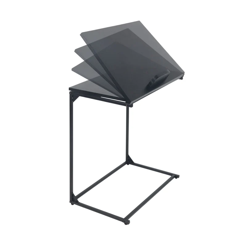 Table d'appoint C en bois et fer 60 x 40 x 70 cm 2 en 1 ergonomique rangement pratique en MDF noir 13_0017808