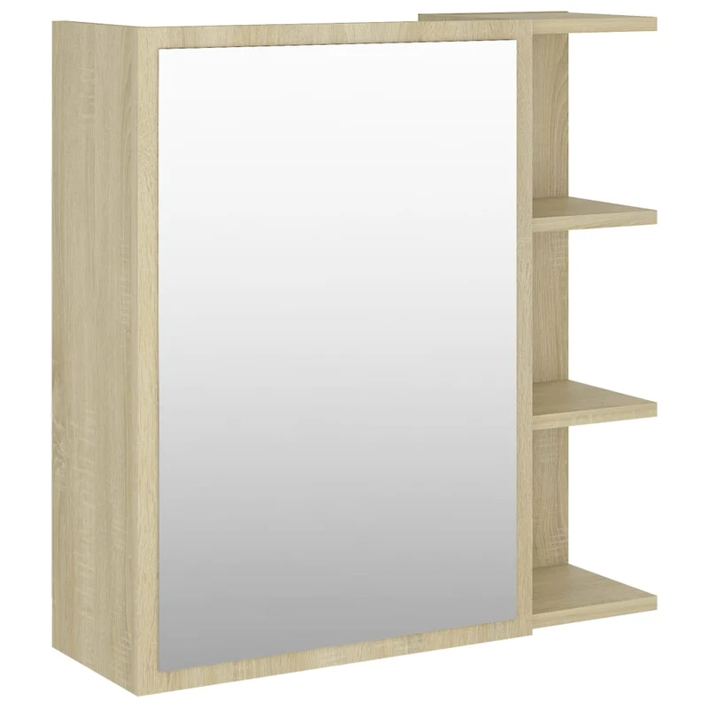 Armoire à miroir de bain 62,5 x 20,5 x 64 cm aggloméré chêne 02_0006684