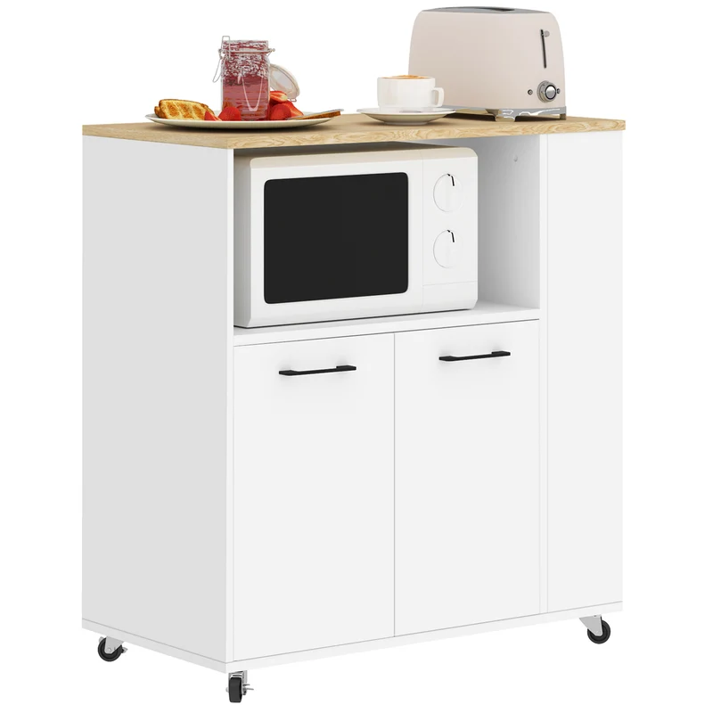 Desserte de cuisine îlot central 75 x 40 x 80,5 cm rangement modulable roulettes moderne en panneau de particules blanc 21_0001040