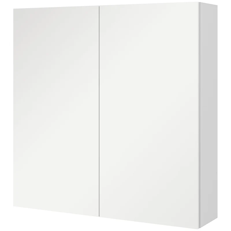 Armoire murale salle de bain miroir 60 x 15 x 60 cm rangement 3 niveaux gain de place contemporain épuré en MDF blanc 21_0001999
