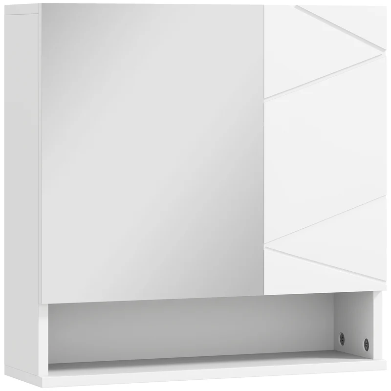 Armoire miroir salle de bain 55 x 17 x 55 cm gain de place fermeture douce contemporain en panneau de particules blanc 21_0001987