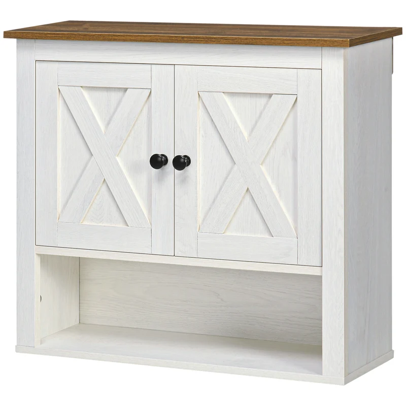 Armoire murale salle de bain 60 x 19,5 x 52,5 cm gain de place avec niche moderne épuré en panneau de particules blanc 21_0001946