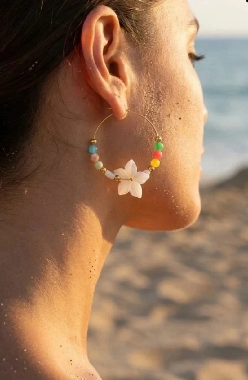 Boucles Flower perlé