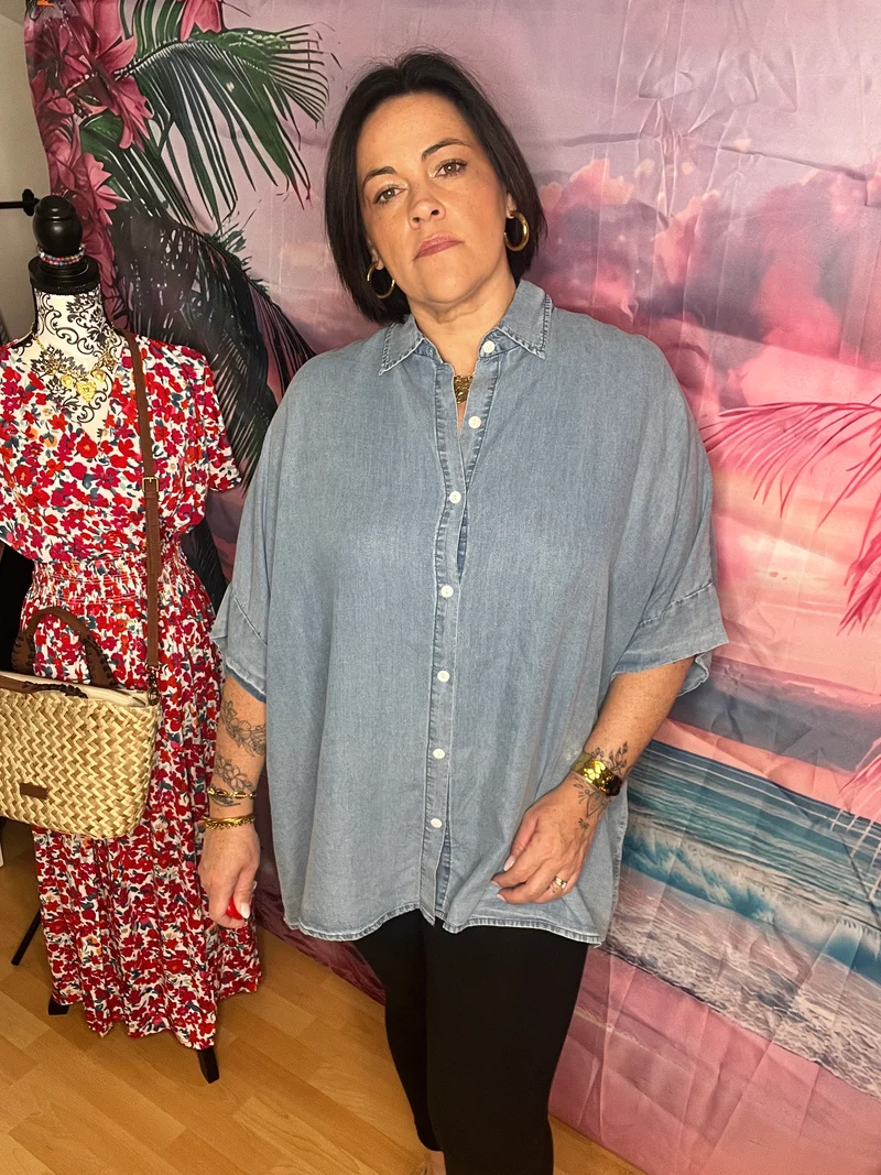 Chemise jean souple oversize