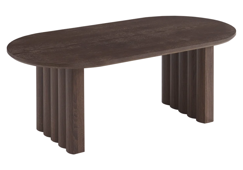Table basse ovale bois noyer cannelé - Sola