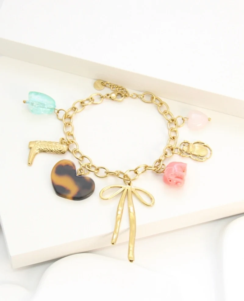 Bracelet charms noeud et cœur