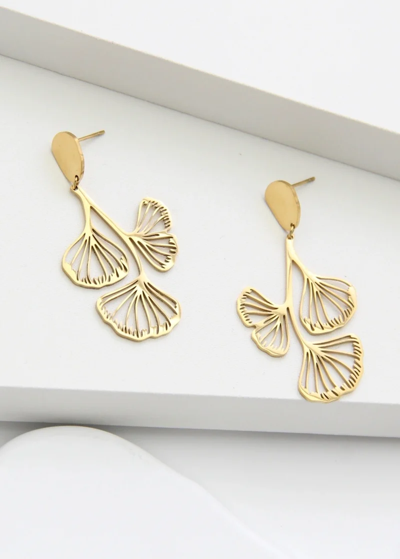 Boucles d’oreilles feuilles Ginkgo