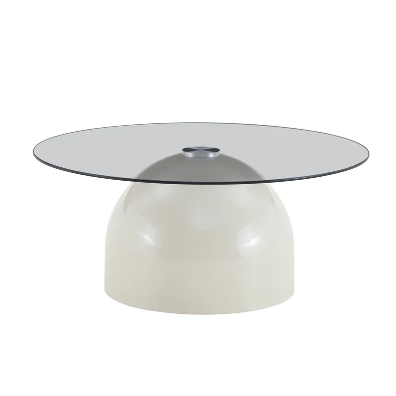 Table basse ronde en verre teinté et acier gris, design moderne Ø70cm SCANDINAVIANBENCH