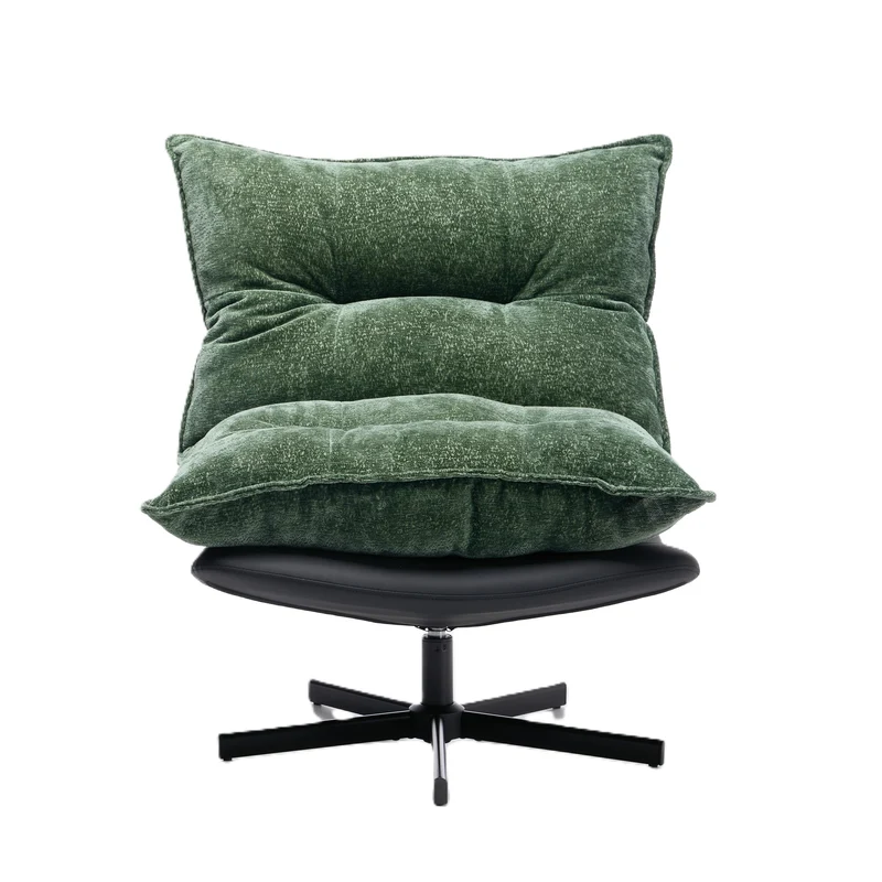 Fauteuil relax vert foncé pivotant 360° avec dossier réglable RUSTICVANITY