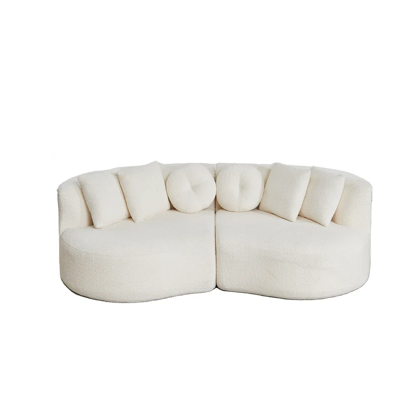 Canapé modulable 2 places en chenille beige, design cashew RUSTICWALNUTMAX
