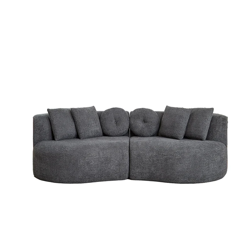 Canapé modulaire 3 places en chenille gris anthracite, design arrondi avec coussins RUSTICTABLE