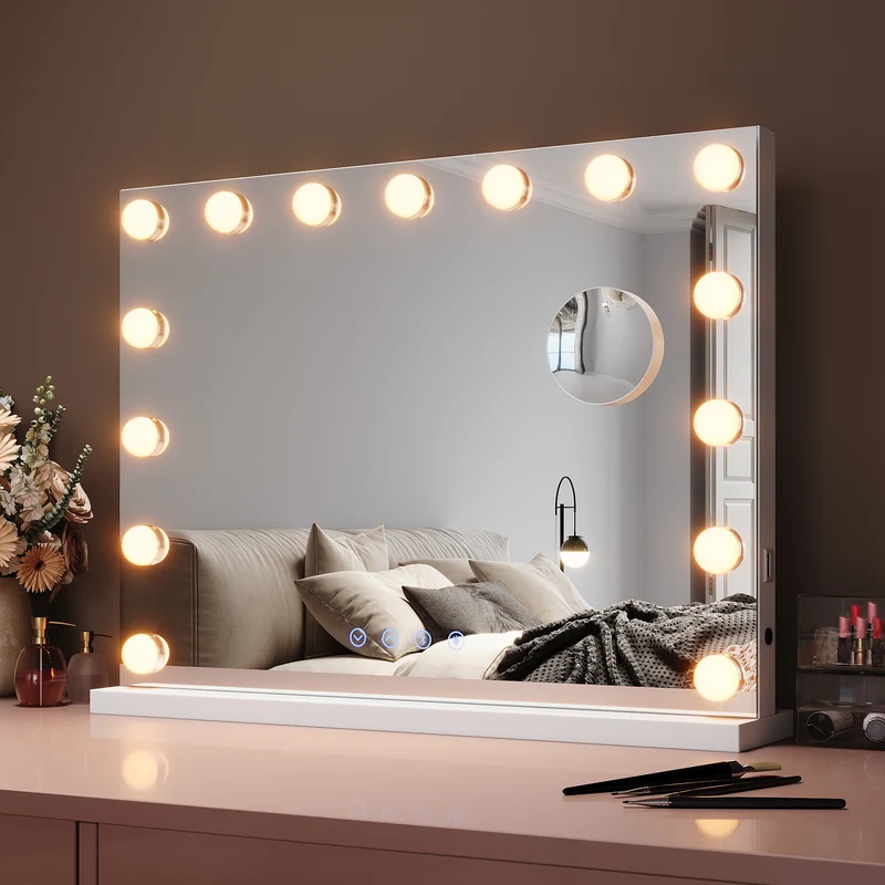 SIRHONA Miroir Mural Miroir Maquillage 58x43cm LED Mirror Hollywood 3 couleurs