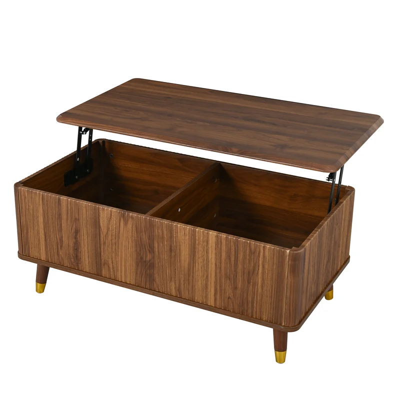 Table basse relevable effet noyer 97x52cm ADJUSTBAMBOOPLUS