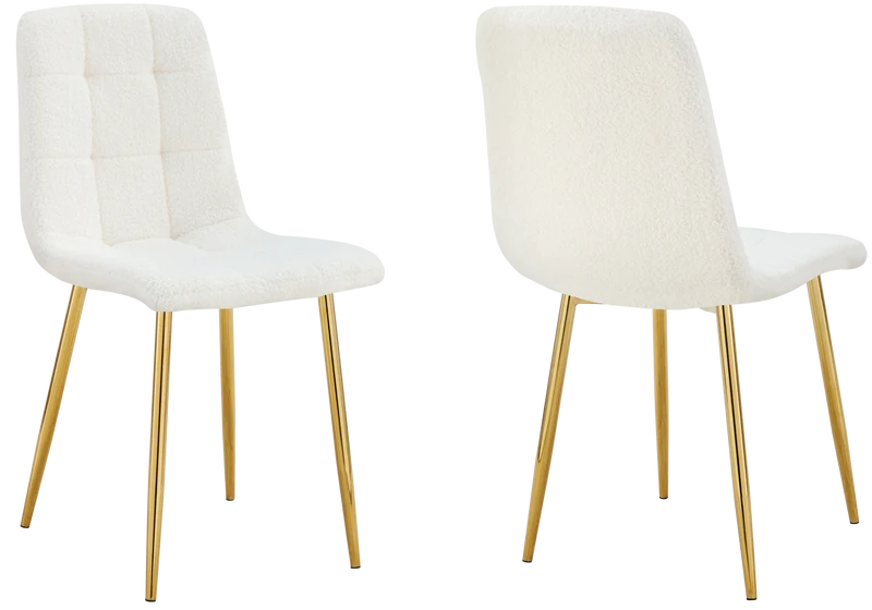 Chaises en bouclette blanche capitonnées - Milan x4