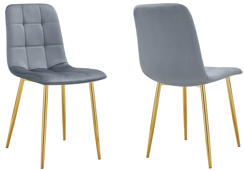 Chaises en velours gris capitonnées - Milan x4