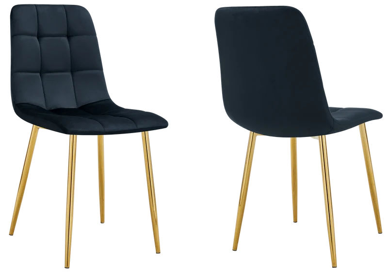 Chaises en velours noir capitonnées - Milan x4