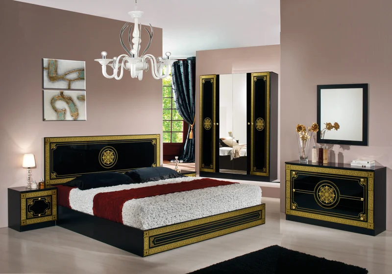 Chambre complète italienne noir et or - Luna