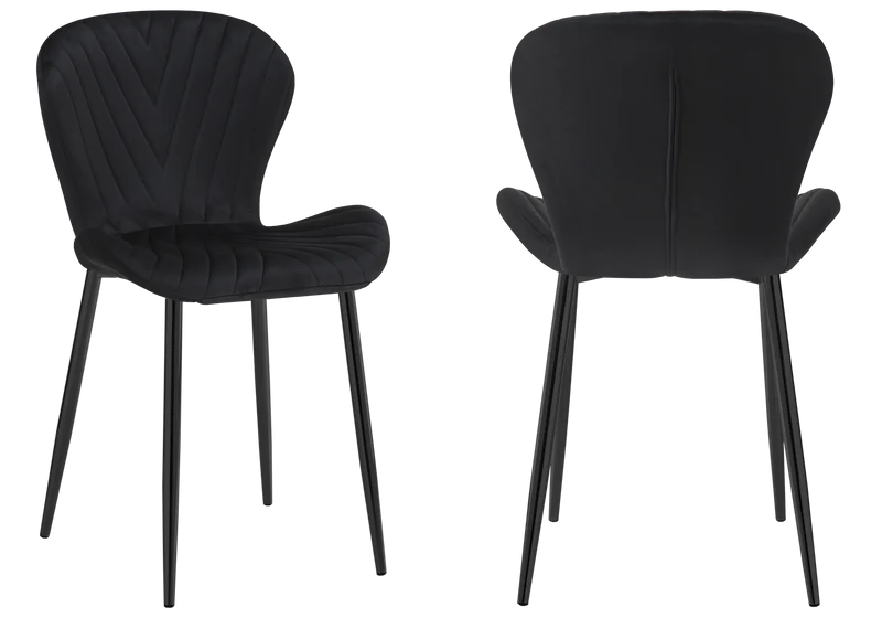 Chaise velours noir pieds noirs - Syra x4